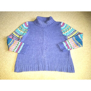 VINTAGE Y2K Womens Sweater-NORTHERN ISLES-purple mohair blnd Nordic turtleneck-L